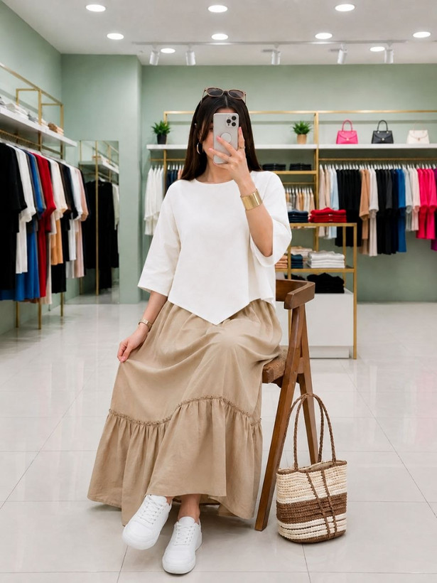 شومیز دامن زنانه لینن مدل سارا سایز ۳۸ تا ۴۸ و با ضمانت اصالت کالا